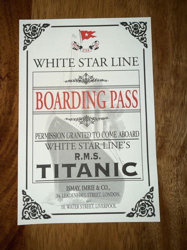Titanic boarding pass - boarding,