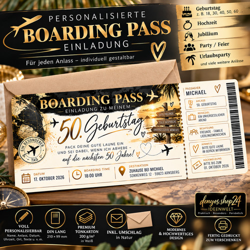 Einladung boarding pass - boarding,